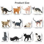 EYSCOTA 12PCS Cat Figurines - Realistic PVC Cat Toys, Cake Toppers & Kids Gift