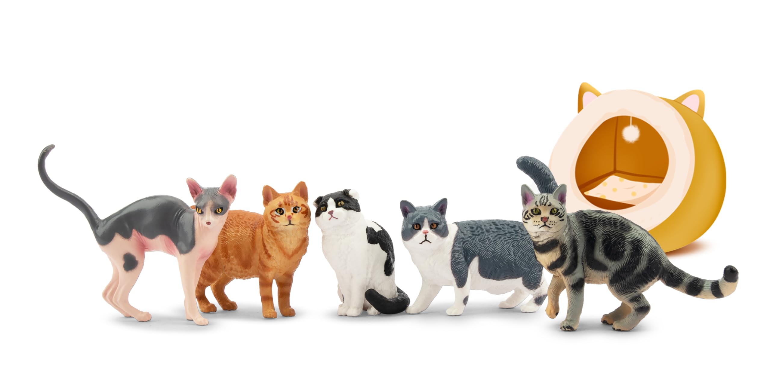 EYSCOTA 12PCS Cat Figurines - Realistic PVC Cat Toys, Cake Toppers & Kids Gift