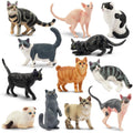 EYSCOTA 12PCS Cat Figurines - Realistic PVC Cat Toys, Cake Toppers & Kids Gift