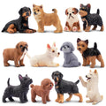 EYSCOTA 12PCS Dog Figurines – Hand-Painted Mini Puppy Set for Play, Cake Toppers & Gifts
