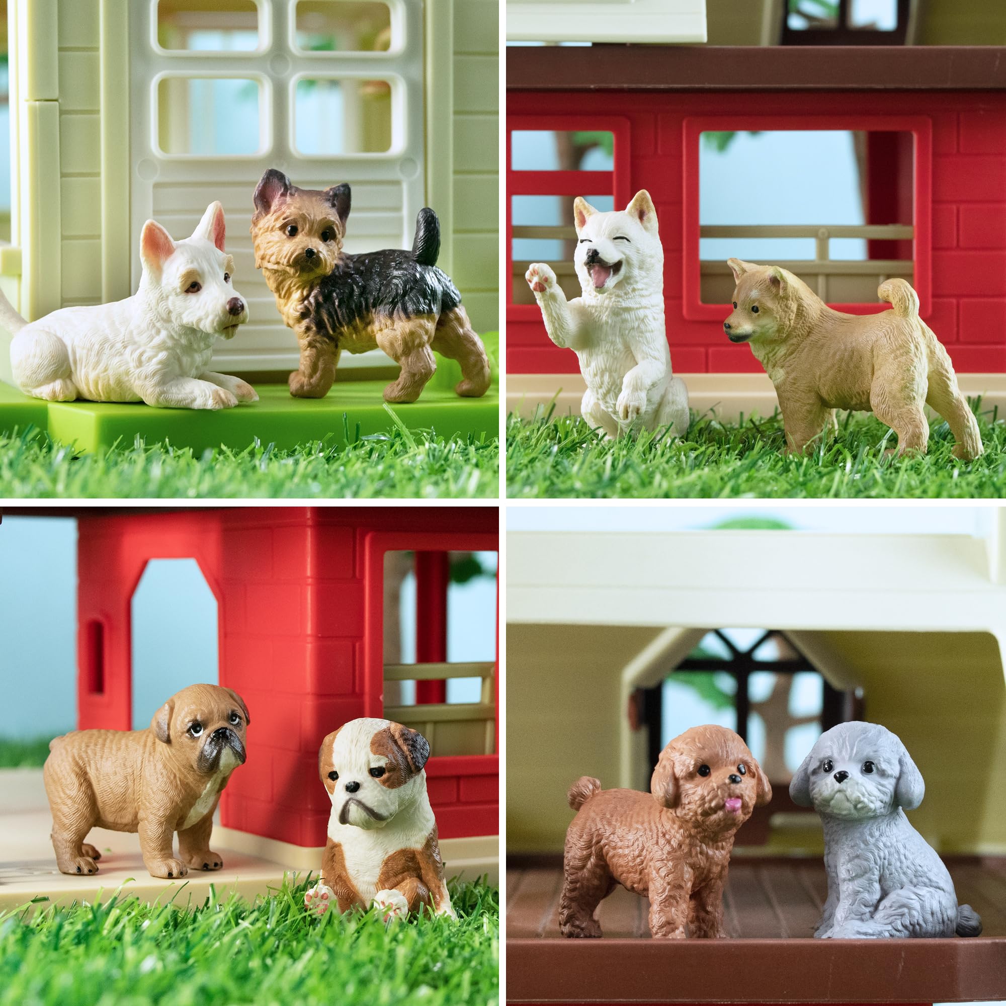 EYSCOTA 12PCS Dog Figurines – Hand-Painted Mini Puppy Set for Play, Cake Toppers & Gifts