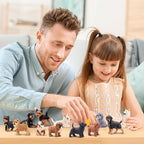 EYSCOTA 12PCS Dog Figurines – Hand-Painted Mini Puppy Set for Play, Cake Toppers & Gifts