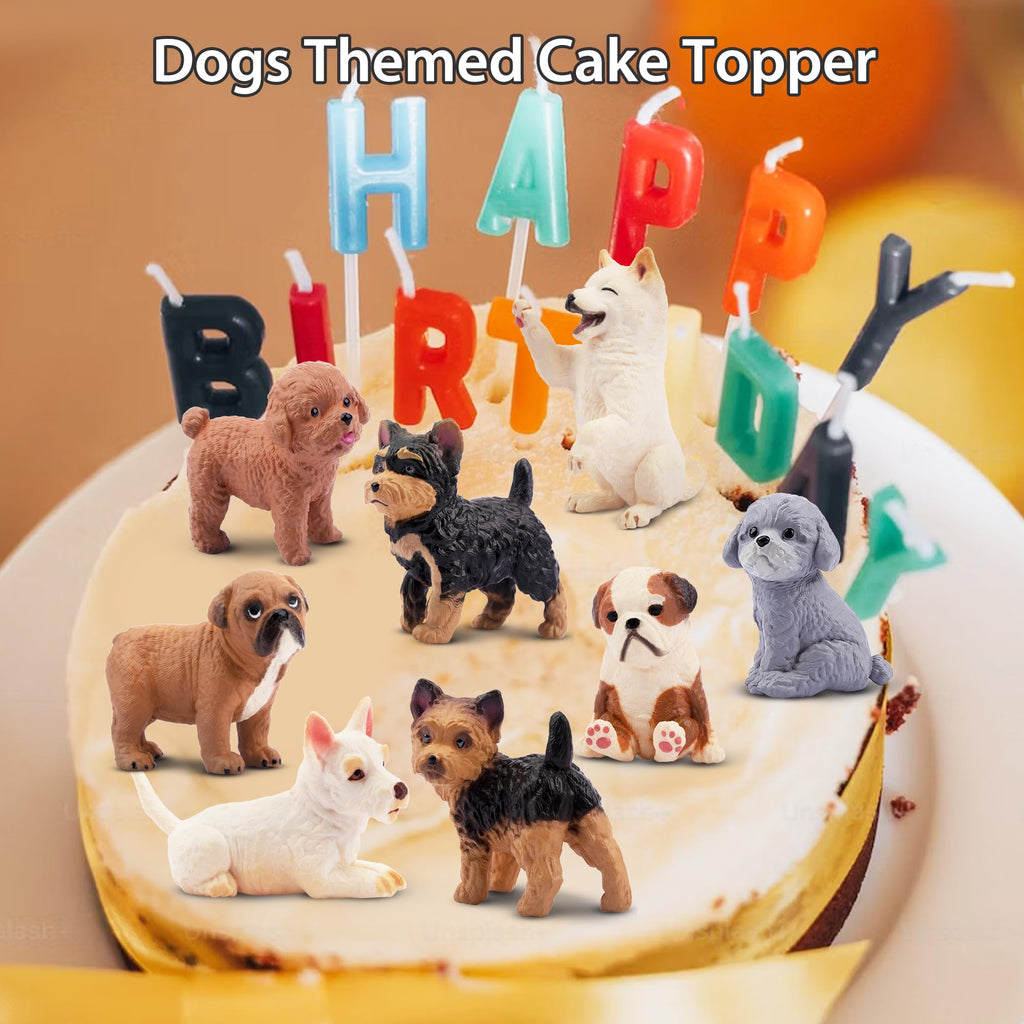 EYSCOTA 12PCS Dog Figurines – Hand-Painted Mini Puppy Set for Play, Cake Toppers & Gifts