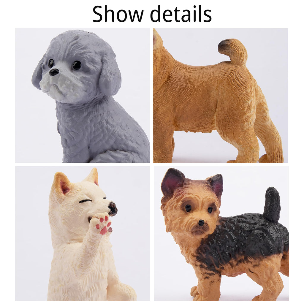 EYSCOTA 12PCS Dog Figurines – Hand-Painted Mini Puppy Set for Play, Cake Toppers & Gifts