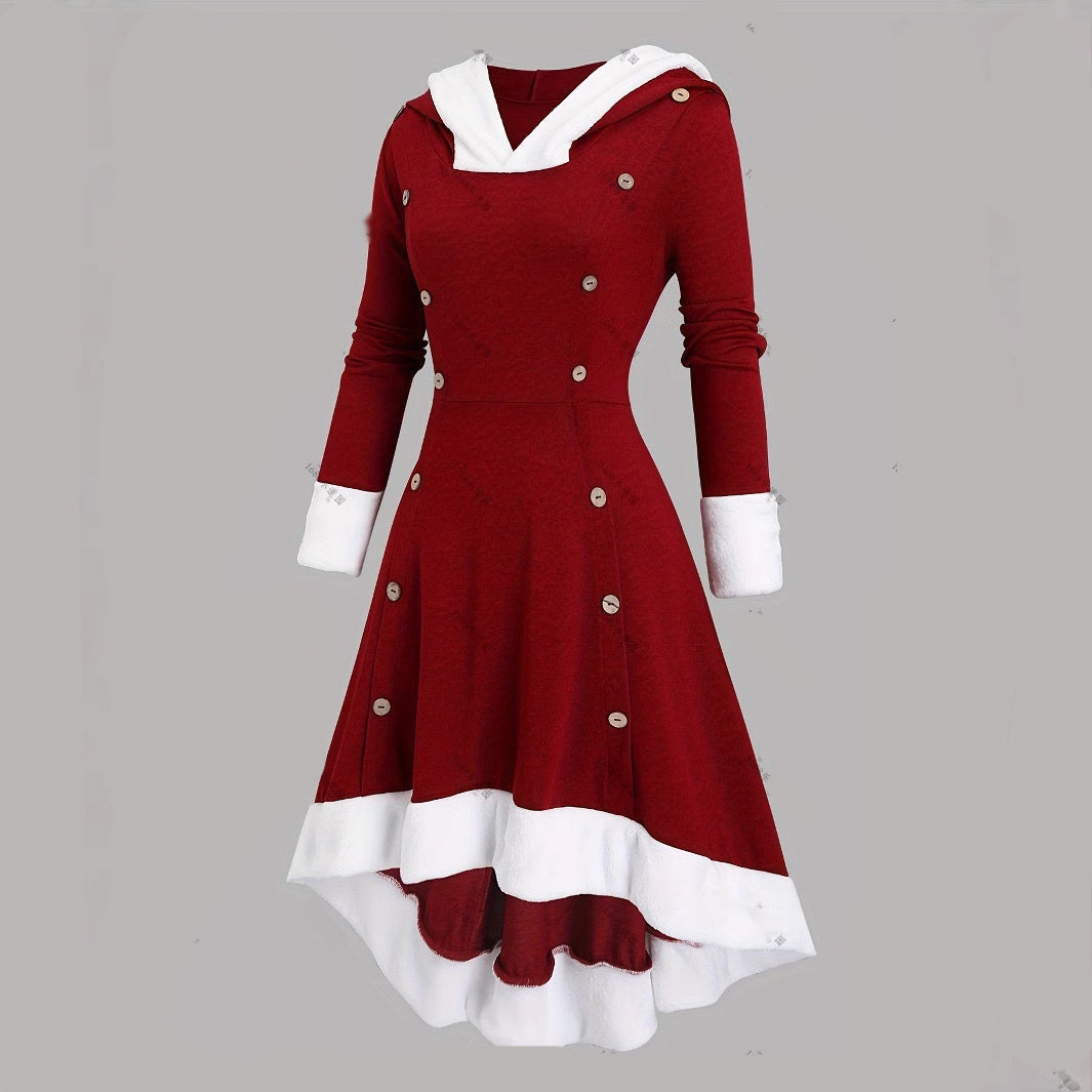Christmas Collection Women's Retro Long Hooded Dress