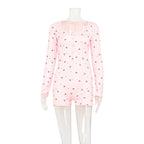 Women's Casual Crew-neck Long-sleeve One-piece Shorts