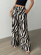 Elegant Printed Wide-Leg Pants For Women
