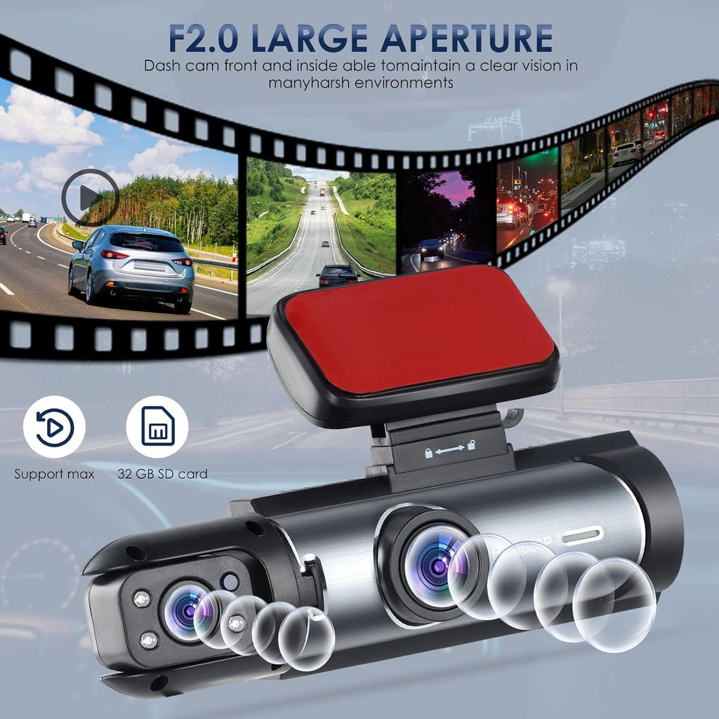 1080P WiFi Dash Cam Front & Interior Car Camera with Night Vision (32GB Included)