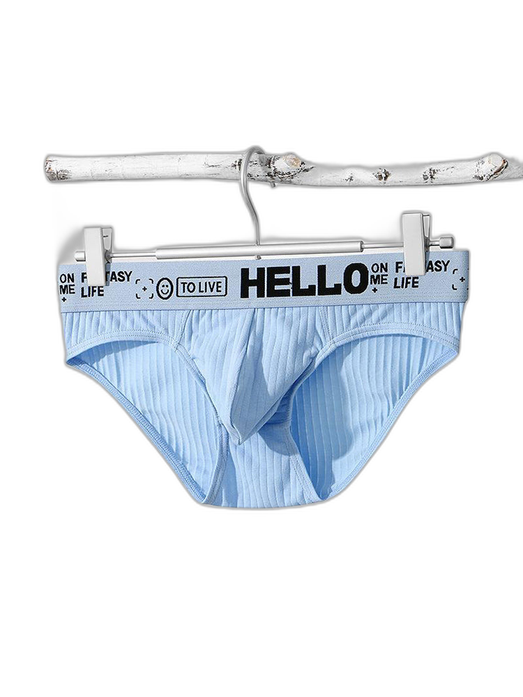 Men's Cotton Ribbed Breathable Briefs with 3D Pouch