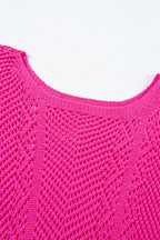 Green Pointelle Knit Scallop Trim Blouse Women UK