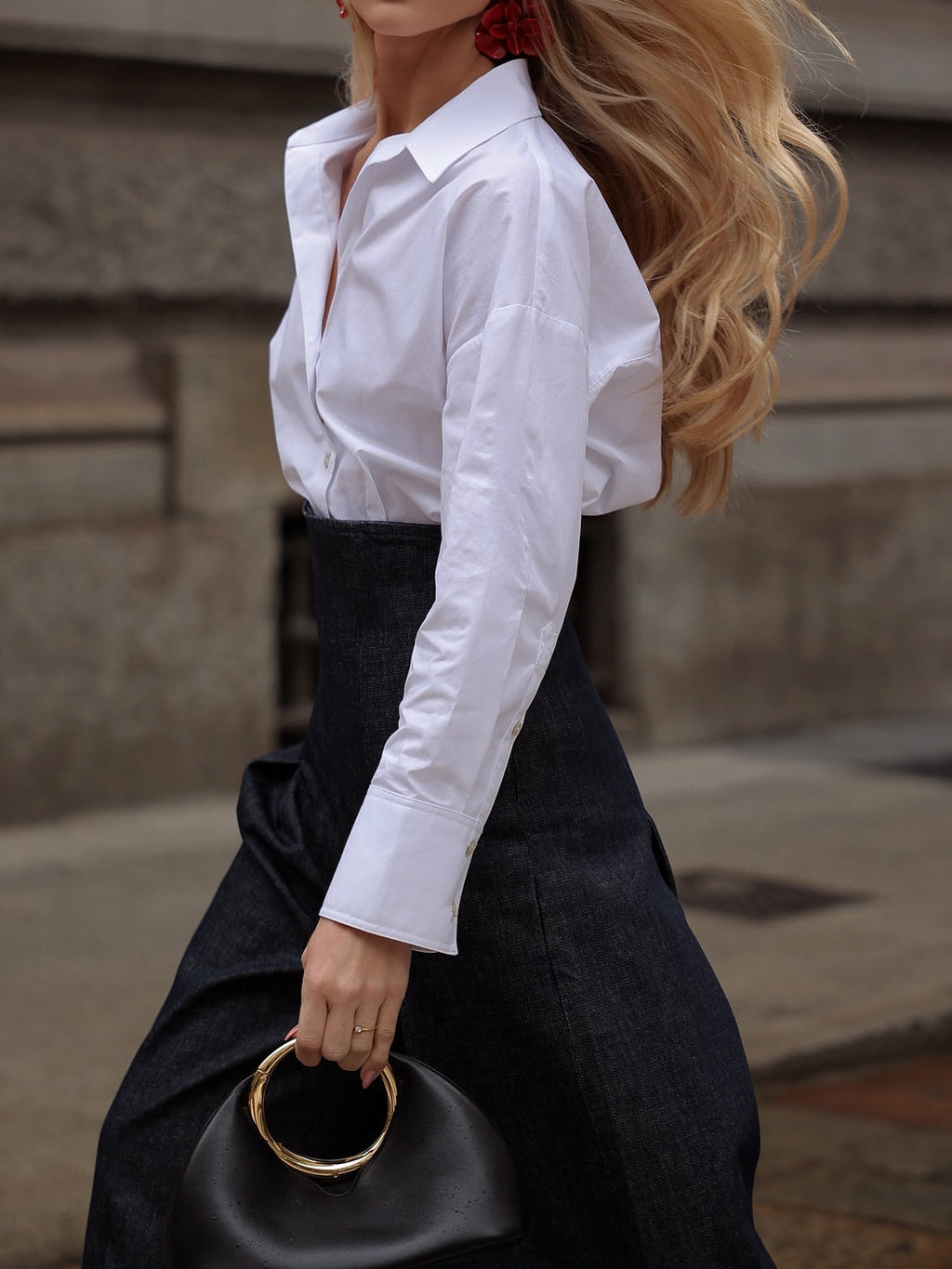 Elegant High Waist Wide Leg Jeans - Classic Denim Trousers for Women