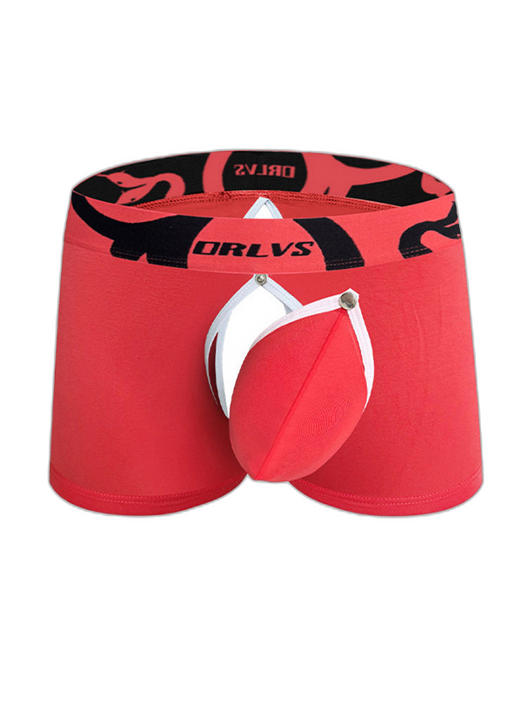 Men's Detachable Pouch Easy-Access Open Fly Modal Split-Crotch Boxers Briefs