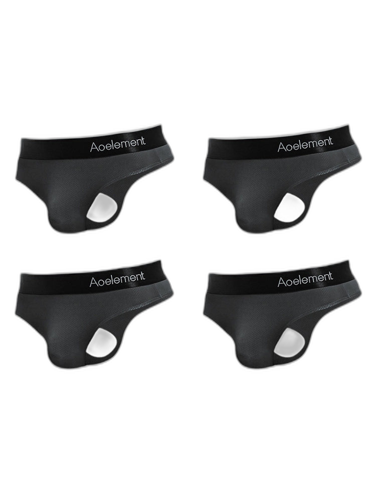 4 Pack Men's Low-Rise Stretchy U-Pouch Thongs