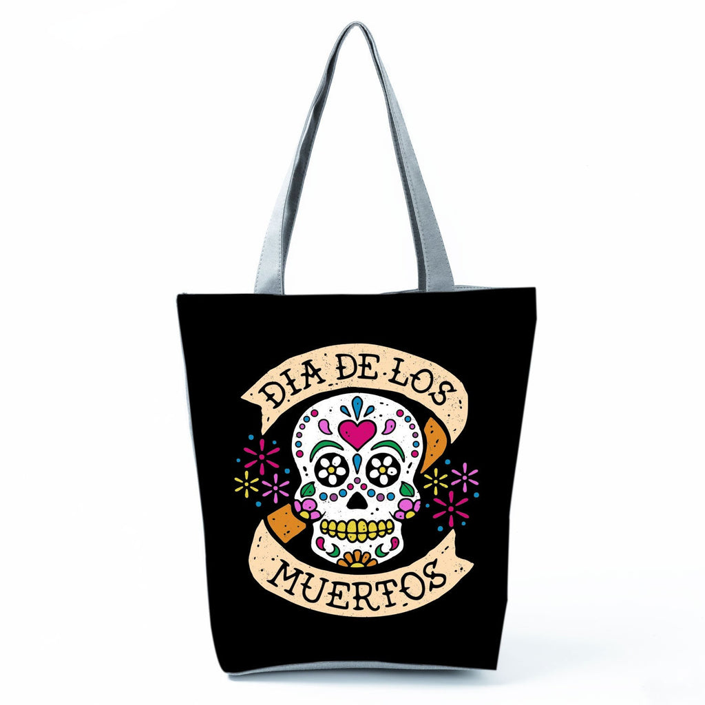 Portable Large Capacity Skull Printed Handbag