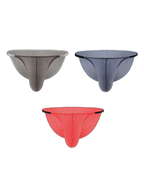 3 Pack Men's Low Rise Striped Camisole Briefs with Raised Pockets