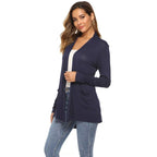 European And American Mid-length Long-sleeved Cardigan Sweater Women