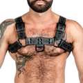 ruff GEAR RAW  Leather Bulldog Harness Black White