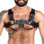 ruff GEAR RAW  Leather Bulldog Harness Black White
