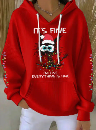 New Christmas Cat-Print Women's Hoodie