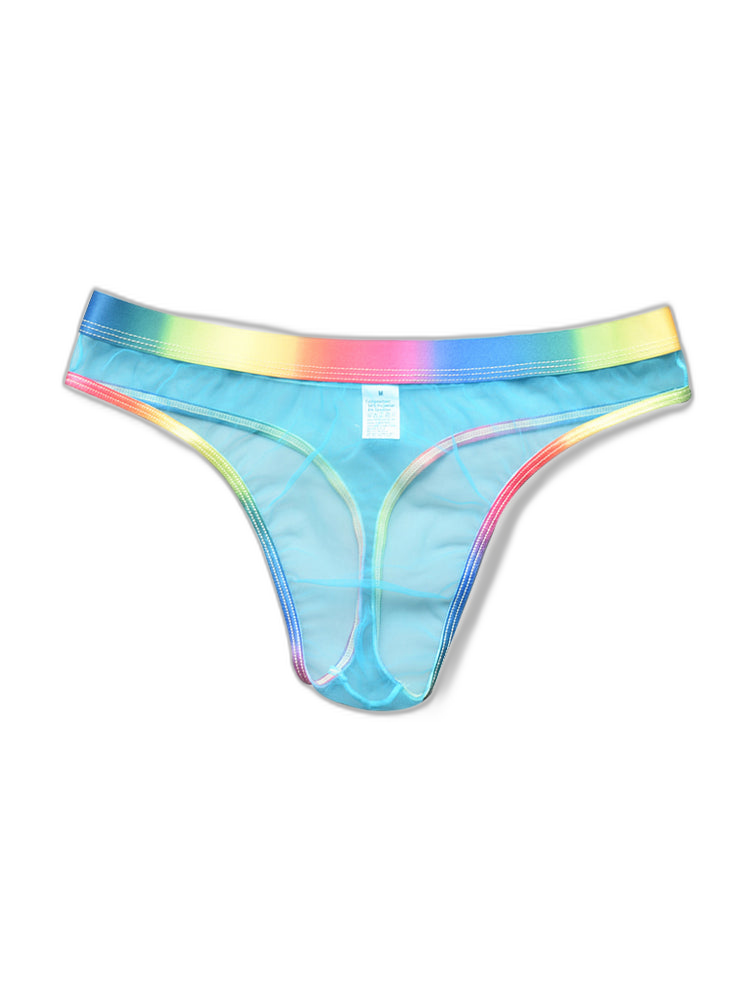 3-pack Men's Rainbow Trim Sheer Mesh Thong