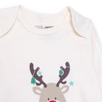 HelloBaby Boys 2-Pack Long Sleeve Bodysuits Christmas Envelope Neck Long Sleeve - Ecru