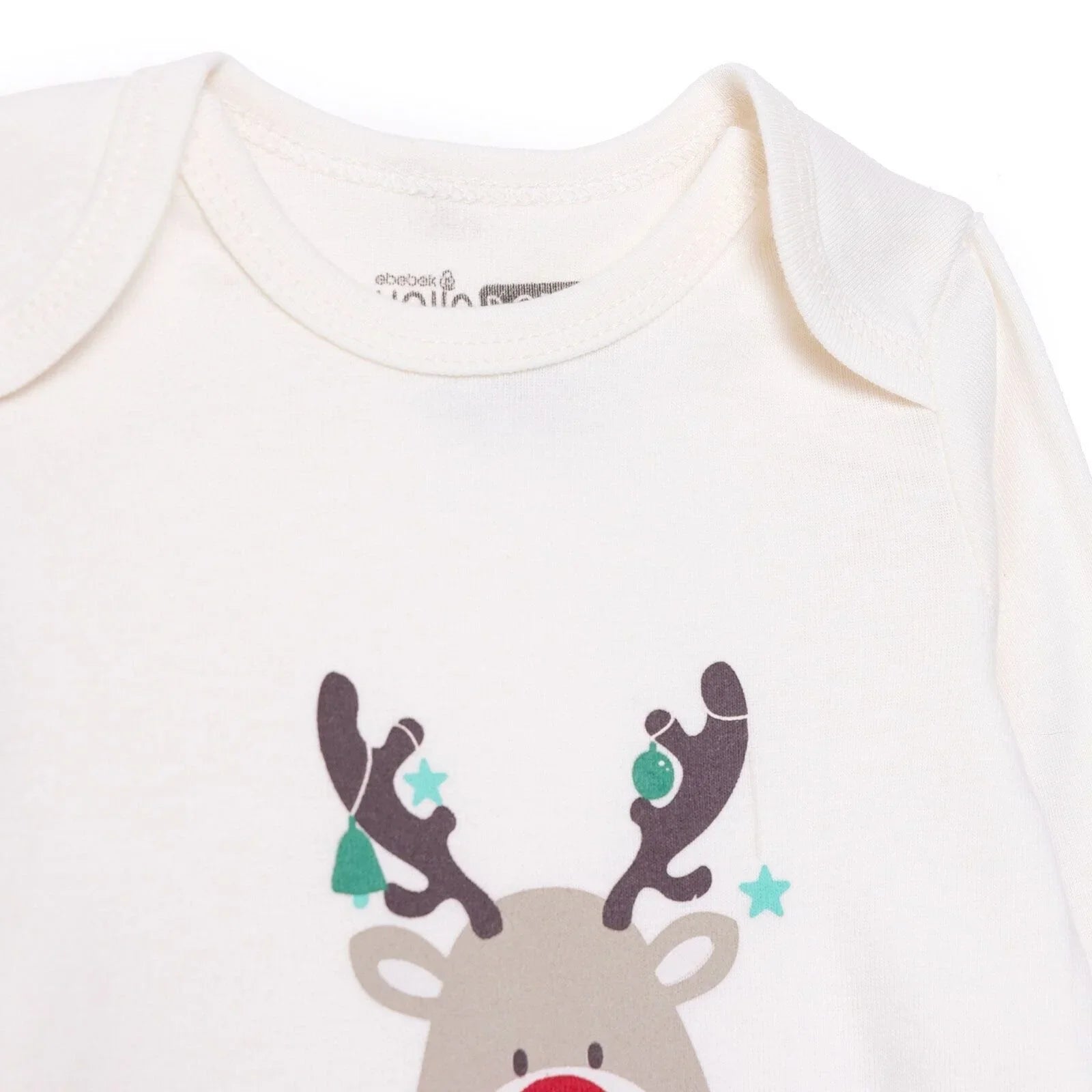 HelloBaby Boys 2-Pack Long Sleeve Bodysuits Christmas Envelope Neck Long Sleeve - Ecru
