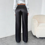 Women's Solid-Colored Casual Loose Satin Wide-Leg Pants