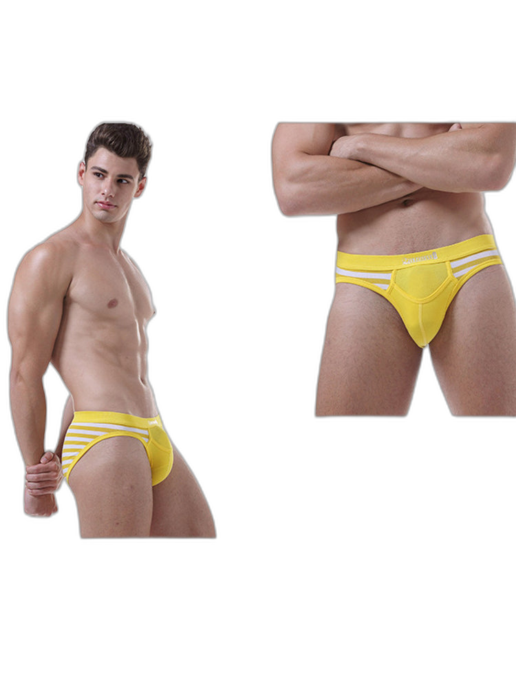 3 Pack Men's Mid-Rise Cotton Striped Briefs