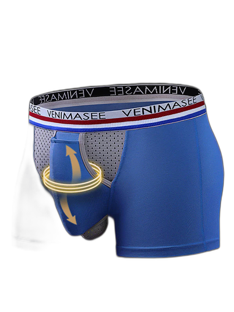 3 Pack Men's Breathable Divided Double Pouch Boxer Briefs