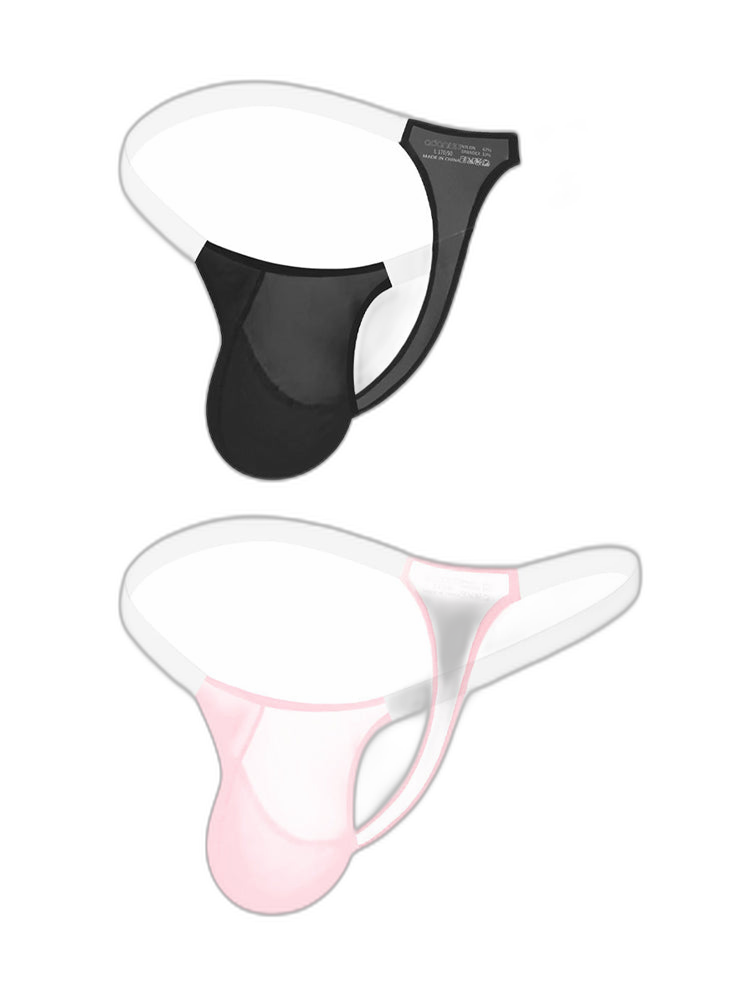 2 Pack Men's Sexy Seamless Semi-Transparent Thong & Strings