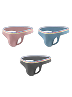 3 Pack Men's Ice Silk Middle-Rise Summer Thongs