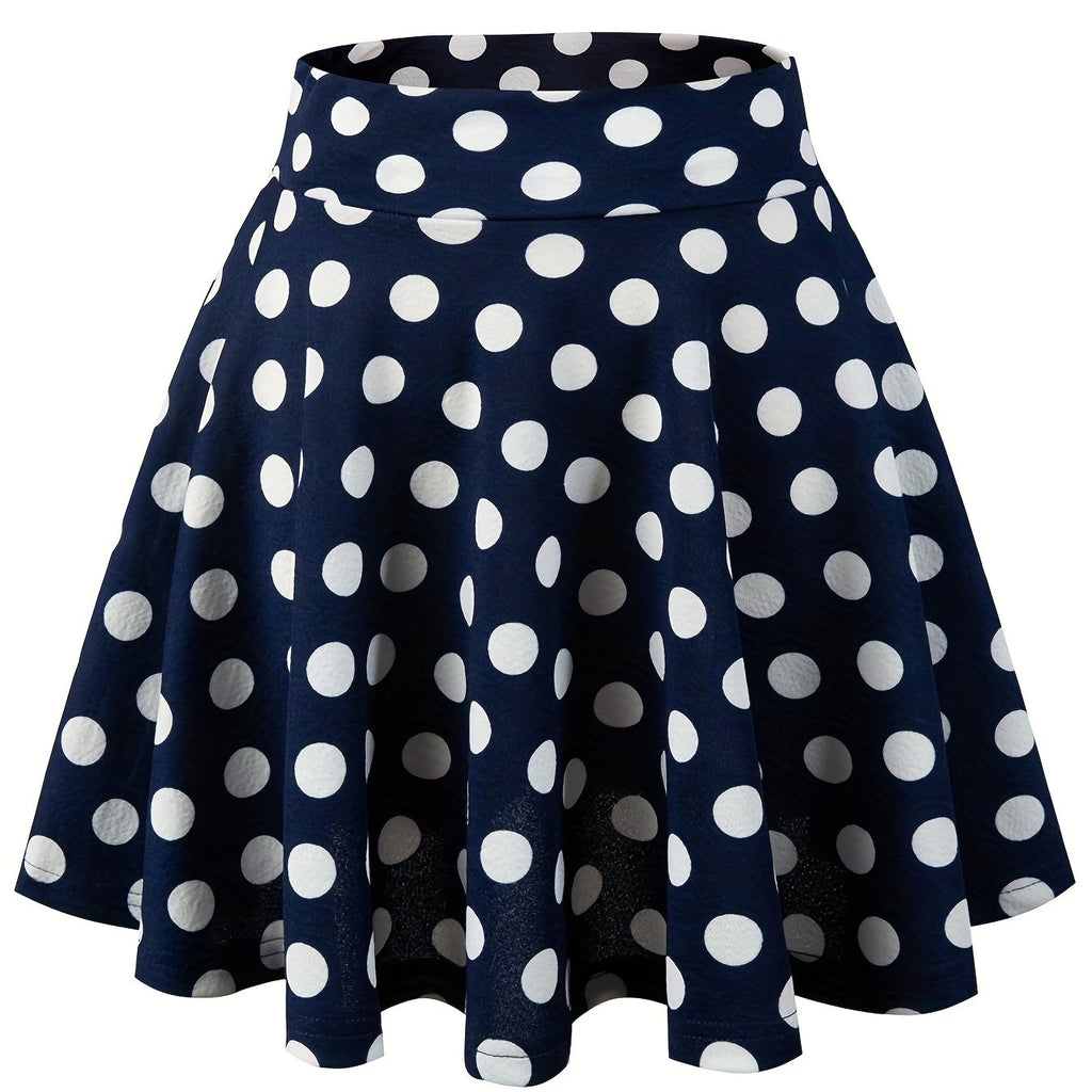 Kpop Polka Dot Print Skater Skirts, Casual Ruffle A Line Versatile Mini Skirts, Women's Clothing