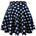 Kpop Polka Dot Print Skater Skirts, Casual Ruffle A Line Versatile Mini Skirts, Women's Clothing