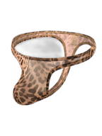 4 Pack Leopard Print See-through Mesh Thongs