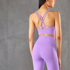 Fitness Cross Back Underwear Strappy Longline Yoga Bras Supportive Round Neck Gym Tops