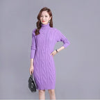 Autumn Winter Base-Layer Outerwear All-Match Turtleneck Women's Midi Knit Sweater