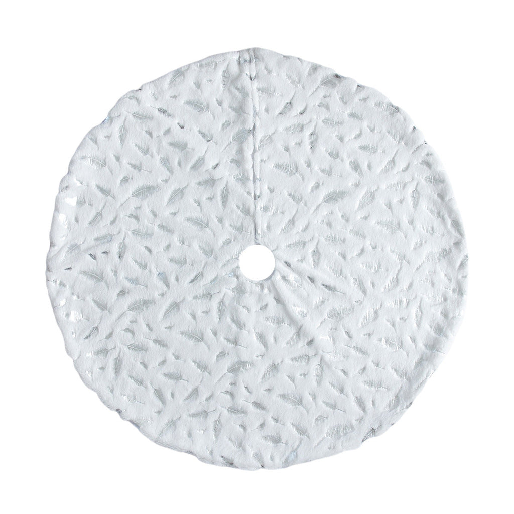 New White Plush Christmas Tree Skirt