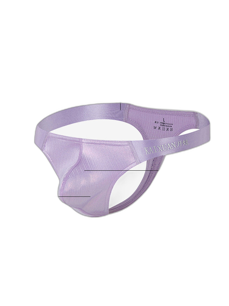 3 Pack Men's Low Waist Transparent Sexy Large Pouch Ice Silk Thong