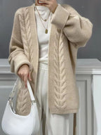 Wool Knit Cardigan For Women Mid-length Autumnwinter Style