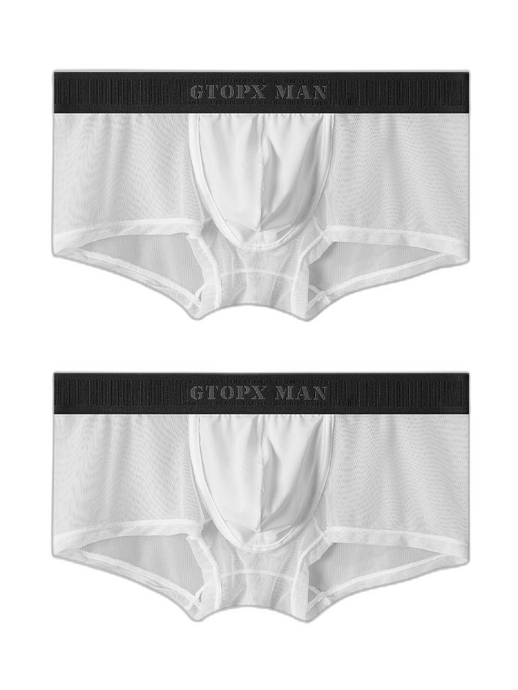 2-Pack Men's Breathable Mesh Ice Silk U-convex Low Waist Boxer Briefs