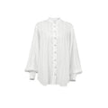 Simple Jacquard Top With A Stand-up Collar And Slightly Puffed Sleeves