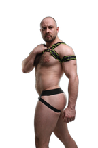 ruff GEAR Leather Bulldog Reflector Harness Black Neon Yellow