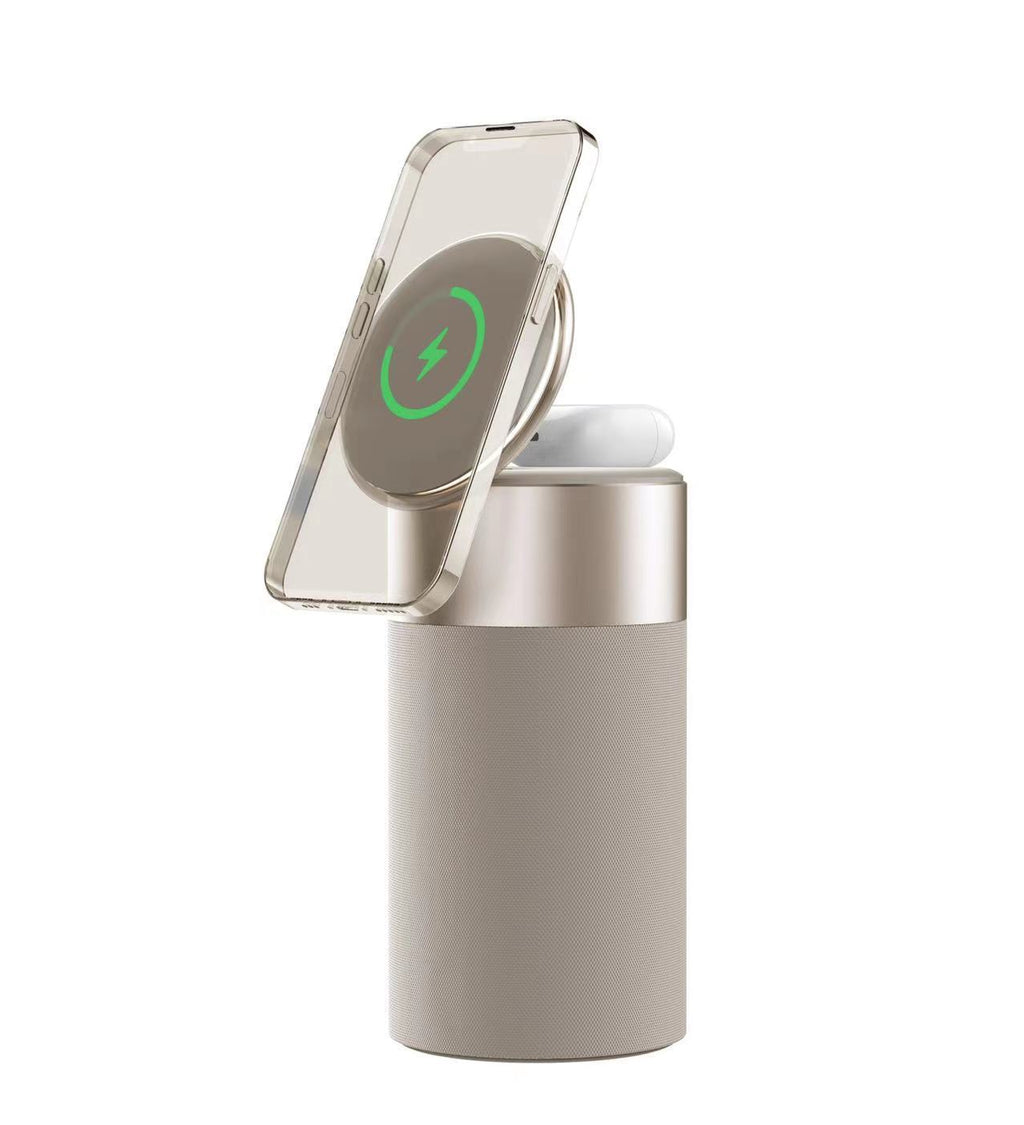 3-in-1 Wireless Charging Station with Bluetooth Speaker & LED Lamp | iPhone AirPods Charger