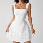 Women's Off-shoulder Square-neck Dress With Straps