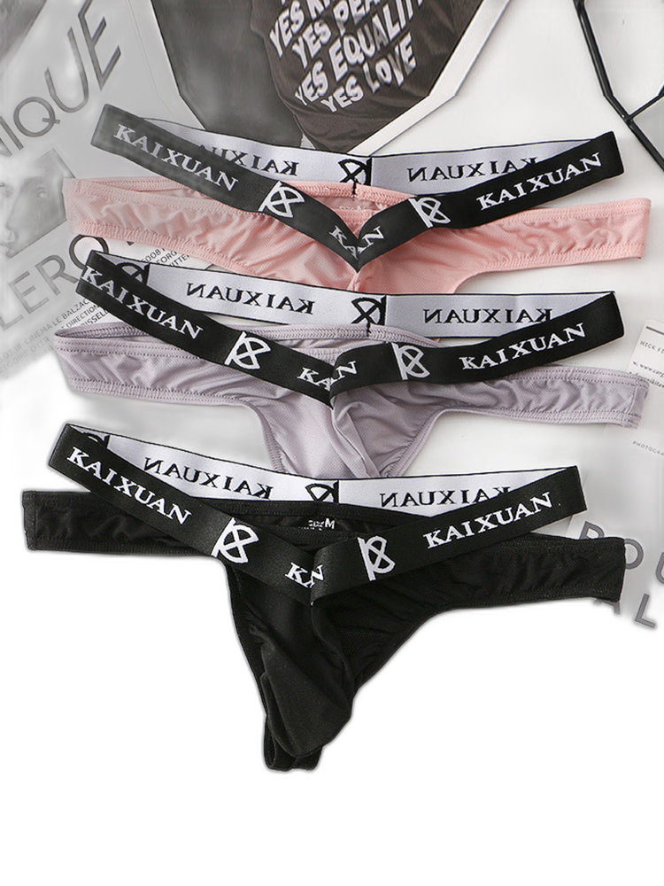 3 Pack Men's Sexy Ice Silk Mesh Breathable Erotic Thong & Strings