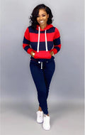 Women's Clothing Sweater Stitching Hooded Casual Sports Suit