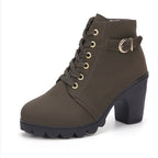 Fashoin Leopard Print Ankle Square Heel Suede Lace-up Zip Boots Women Casual Versatile Shoes Autumn And Winter