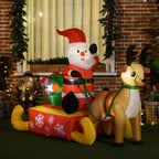 HOMCOM 4ft Christmas Inflatable Santa Claus Sledge Sleigh Reindeer Blow Up Decoration Xmas Décor for Garden
