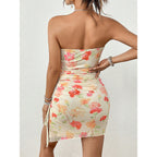 Lace Printed Tube Top Dress