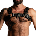 ruff GEAR RAW  Leather Bulldog Harness Black Yellow